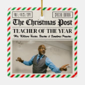 Custom Christmas Gift for Teacher Newspaper Keramisch Ornament (Achterkant)