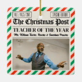 Custom Christmas Gift for Teacher Newspaper  Keramisch Ornament (Achterkant)