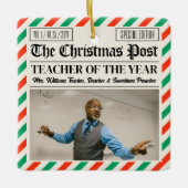 Custom Christmas Gift for Teacher Newspaper  Keramisch Ornament (Voorkant)
