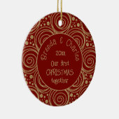 Custom Christmas Golden Swirls on Red Pattern -  Keramisch Ornament (Rechts)