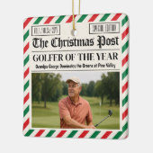 Custom Christmas Golfer Gift, Fun Golf Newspaper  Keramisch Ornament (Links)