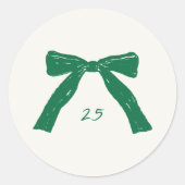 Custom Christmas Green Bows Holiday Ronde Sticker (Voorkant)