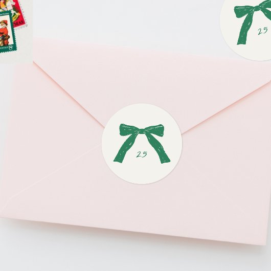 Custom Christmas Green Bows Holiday Ronde Sticker