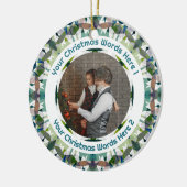 Custom Christmas Green Brown Family Photo Gift Keramisch Ornament (Links)