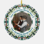 Custom Christmas Green Brown Family Photo Gift Keramisch Ornament (Achterkant)