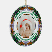 Custom Christmas Green Brown Family Photo Gift Keramisch Ornament (Rechts)
