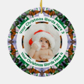 Custom Christmas Green Brown Family Photo Gift Keramisch Ornament (Achterkant)