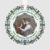 Custom Christmas Green Brown Family Photo Gift Ornament (achterkant)