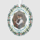 Custom Christmas Green Brown Family Photo Gift Ornament (voorkant)