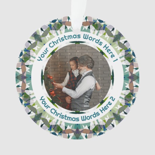 Custom Christmas Green Brown Family Photo Gift Ornament (voorkant)