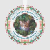 Custom Christmas Green Pink Family Photo Gift Ornament (achterkant)