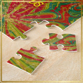 Custom Christmas Green Red Gold abstract marbled Legpuzzel