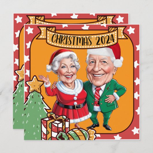 Custom Christmas Grootouders karikatuur Kaart (Voorkant / Achterkant)
