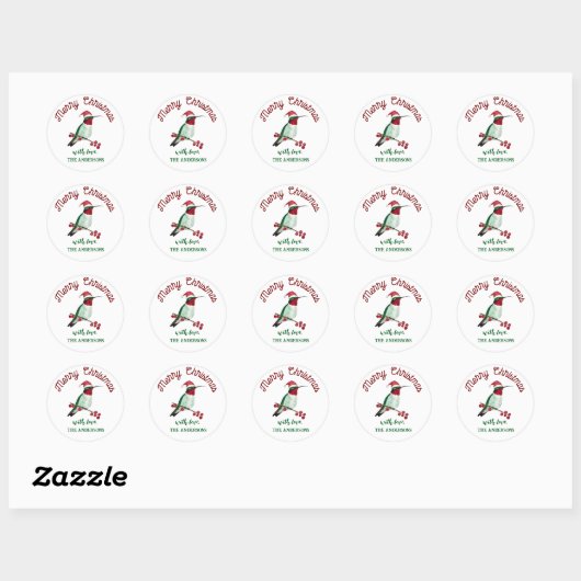 Custom Christmas Hummingbird Ronde Sticker (Vel)