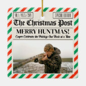 Custom Christmas Hunter Gift Newspaper Outdoorsman Keramisch Ornament (Achterkant)