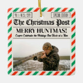 Custom Christmas Hunter Gift Newspaper Outdoorsman Keramisch Ornament (Voorkant)