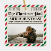 Custom Christmas Hunter Gift Newspaper Outdoorsman Keramisch Ornament (Voorkant)