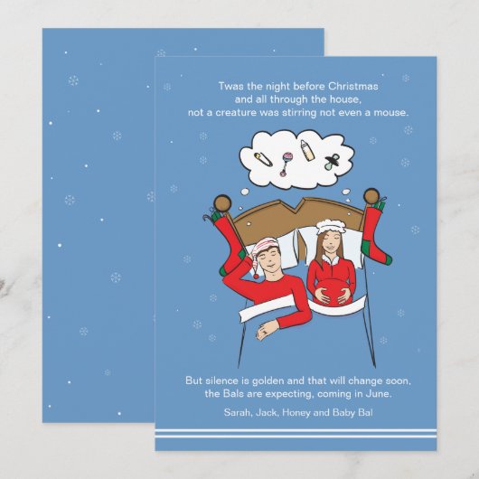 CUSTOM Christmas Kaart zwangerschapsaankondiging (Voorkant / Achterkant)