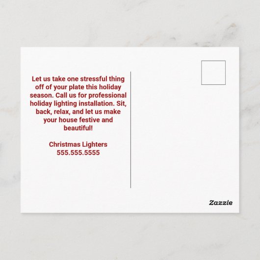 Custom Christmas Light Installatie Bedrijf Briefkaart (Achterkant)