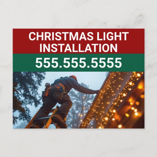 Custom Christmas Light Installatie Bedrijf Briefkaart (Voorkant)