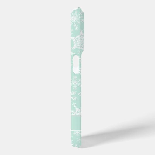 Custom Christmas Mint Groene en Witte Sneeuwvlokke Case-Mate iPhone Case (Achterkant / Rechts)