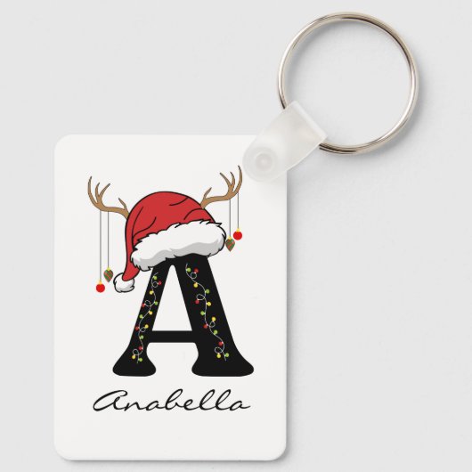 Custom Christmas Monogram Keychain for Coworkers (Achterkant)
