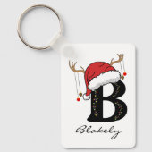 Custom Christmas Monogram Keychain for Friends (Voorkant)