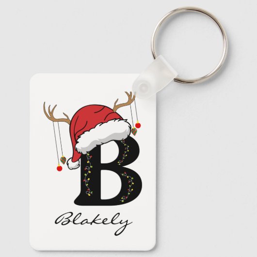 Custom Christmas Monogram Keychain for Friends (Achterkant)