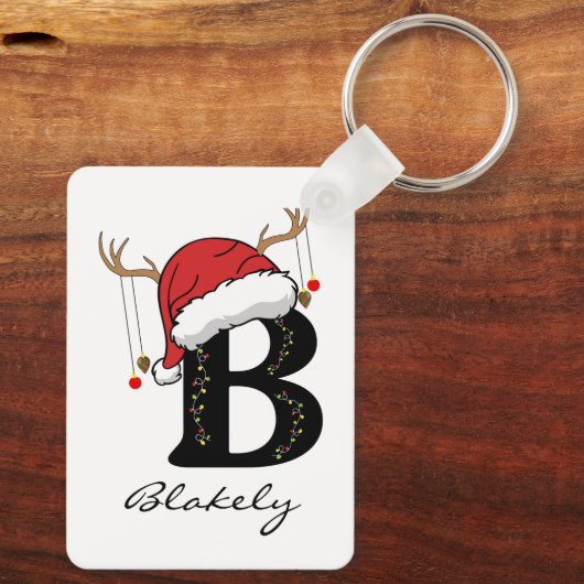 Custom Christmas Monogram Keychain for Friends (Achterkant)