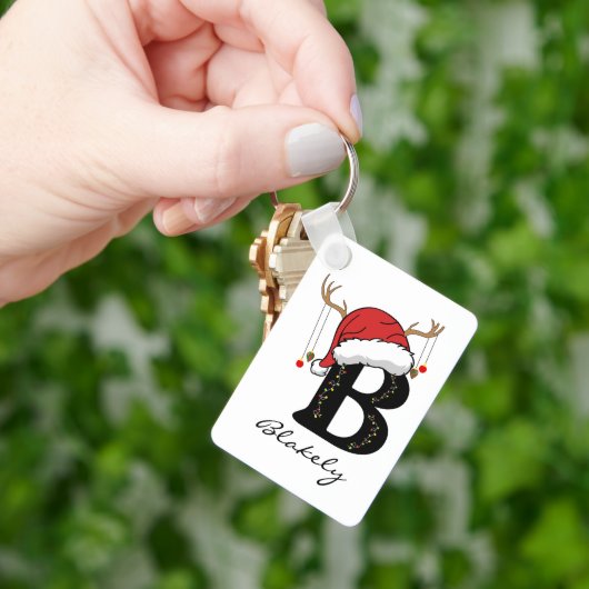 Custom Christmas Monogram Keychain for Friends (Hand)