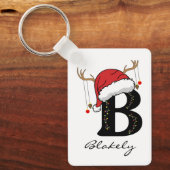 Custom Christmas Monogram Keychain for Friends (Voorkant)