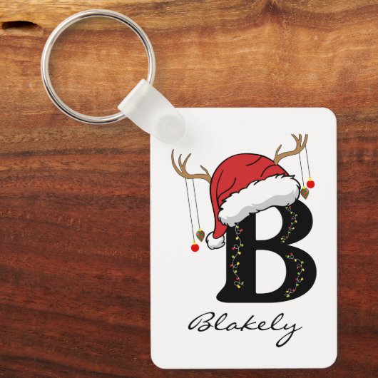 Custom Christmas Monogram Keychain for Friends (Voorkant)