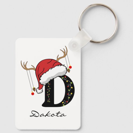 Custom Christmas Monogram Keychain for Friends (Achterkant)