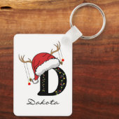 Custom Christmas Monogram Keychain for Friends (Achterkant)