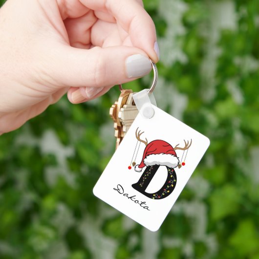 Custom Christmas Monogram Keychain for Friends (Hand)