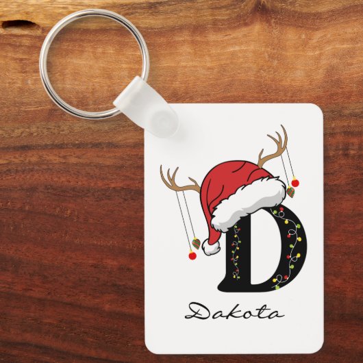 Custom Christmas Monogram Keychain for Friends (Voorkant)