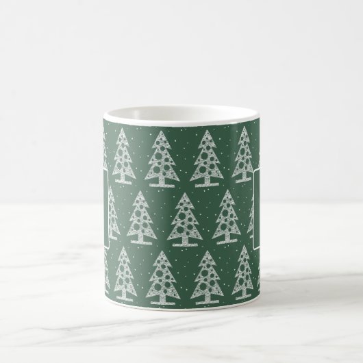 Custom Christmas Monogram Mug with White Trees Koffiemok (Center)