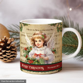 Custom Christmas Mug Vintage Angel Monogram Gift Koffiemok