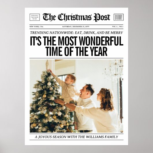 Custom Christmas Newspaper Decor, Family Christmas Poster (Voorkant)
