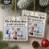 Custom Christmas Newspaper Decor, Family Photo Keramisch Ornament