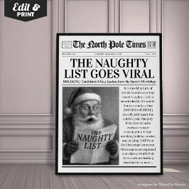 Custom Christmas Newspaper Decor, Funny Christmas Poster
