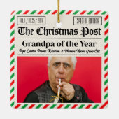 Custom Christmas Newspaper for Grandpa or Grandma Keramisch Ornament (Achterkant)
