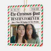 Custom Christmas Newspaper Friend Gift for Besties Keramisch Ornament (Links)
