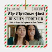 Custom Christmas Newspaper Friend Gift for Besties Keramisch Ornament (Achterkant)