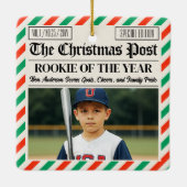 Custom Christmas Newspaper Rookie of the Year Keramisch Ornament (Achterkant)