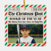 Custom Christmas Newspaper Rookie of the Year Keramisch Ornament (Voorkant)