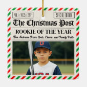 Custom Christmas Newspaper Rookie of the Year Keramisch Ornament (Achterkant)