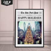 Custom Christmas Newspaper, Trendy Christmas Art Poster