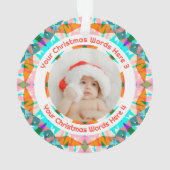 Custom Christmas Orange Teal Family Photo Gift Ornament (achterkant)