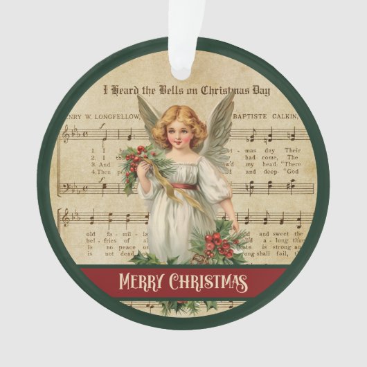 Custom Christmas Ornament Retro Angel Celebration (voorkant)